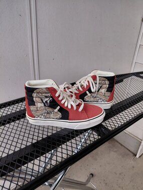 Vans Red Suede Checkered Rattlesnake Print Sneakers Men’s 5.5 Women’s 7 Rare